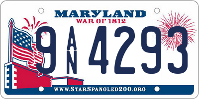 MD license plate 9AN4293