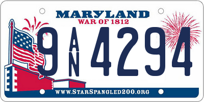 MD license plate 9AN4294