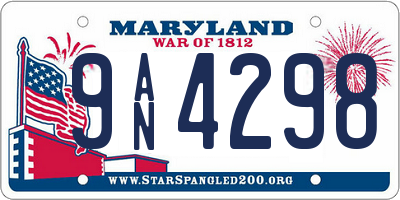MD license plate 9AN4298