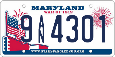 MD license plate 9AN4301