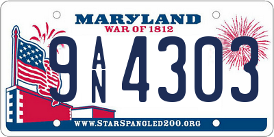 MD license plate 9AN4303