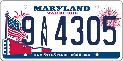 MD license plate 9AN4305
