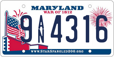 MD license plate 9AN4316