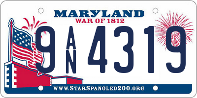 MD license plate 9AN4319