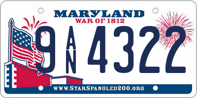 MD license plate 9AN4322