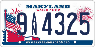 MD license plate 9AN4325