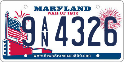 MD license plate 9AN4326