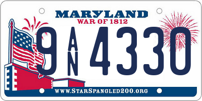 MD license plate 9AN4330