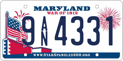 MD license plate 9AN4331