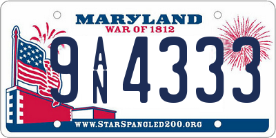 MD license plate 9AN4333