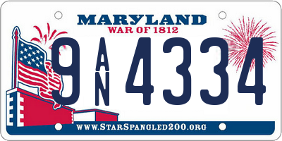 MD license plate 9AN4334