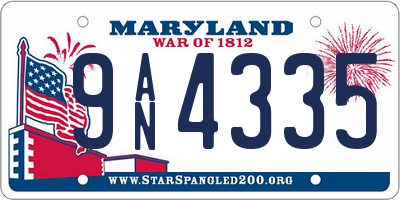 MD license plate 9AN4335