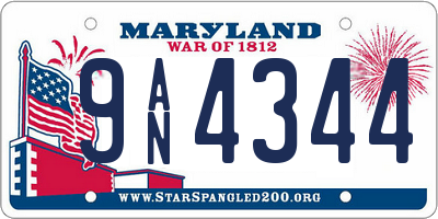 MD license plate 9AN4344