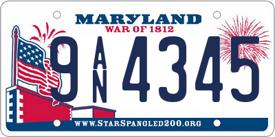 MD license plate 9AN4345
