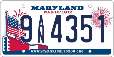 MD license plate 9AN4351