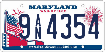 MD license plate 9AN4354