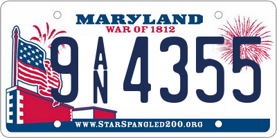 MD license plate 9AN4355