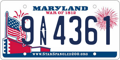 MD license plate 9AN4361