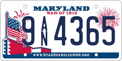 MD license plate 9AN4365