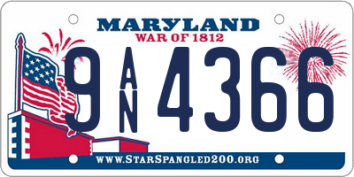 MD license plate 9AN4366