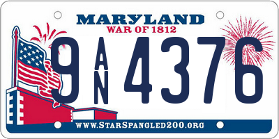 MD license plate 9AN4376