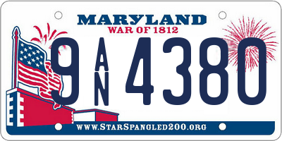 MD license plate 9AN4380