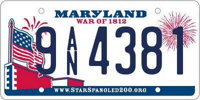 MD license plate 9AN4381
