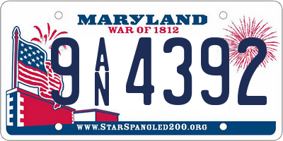 MD license plate 9AN4392