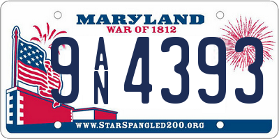 MD license plate 9AN4393