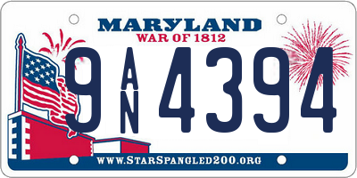 MD license plate 9AN4394