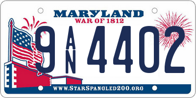 MD license plate 9AN4402