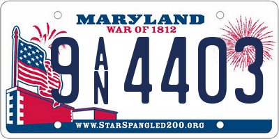 MD license plate 9AN4403