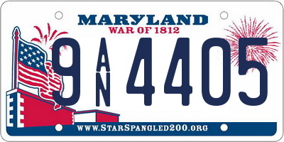 MD license plate 9AN4405