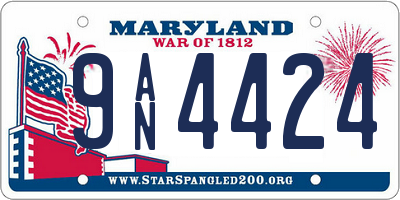 MD license plate 9AN4424