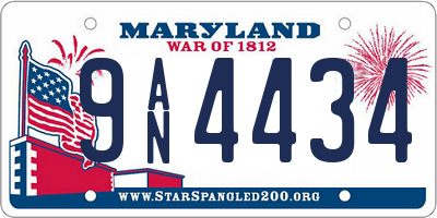 MD license plate 9AN4434