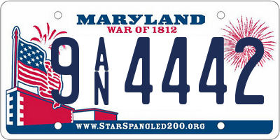 MD license plate 9AN4442