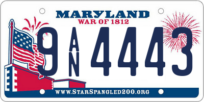 MD license plate 9AN4443