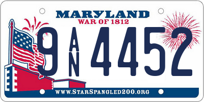 MD license plate 9AN4452