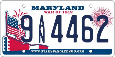 MD license plate 9AN4462