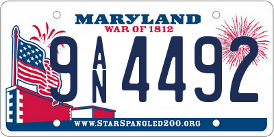 MD license plate 9AN4492