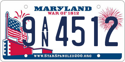 MD license plate 9AN4512