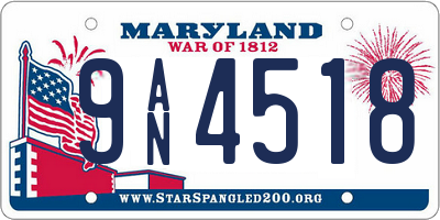 MD license plate 9AN4518
