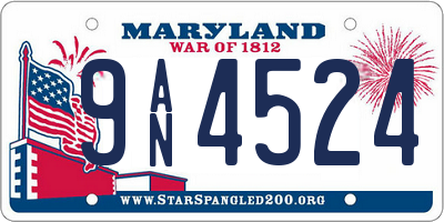 MD license plate 9AN4524