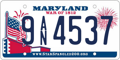 MD license plate 9AN4537
