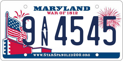 MD license plate 9AN4545