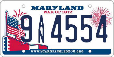 MD license plate 9AN4554
