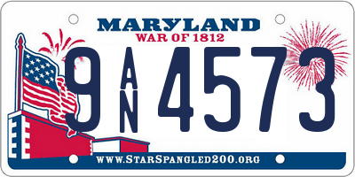 MD license plate 9AN4573