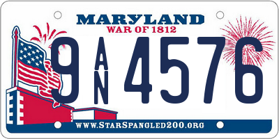 MD license plate 9AN4576