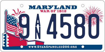 MD license plate 9AN4580