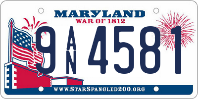 MD license plate 9AN4581
